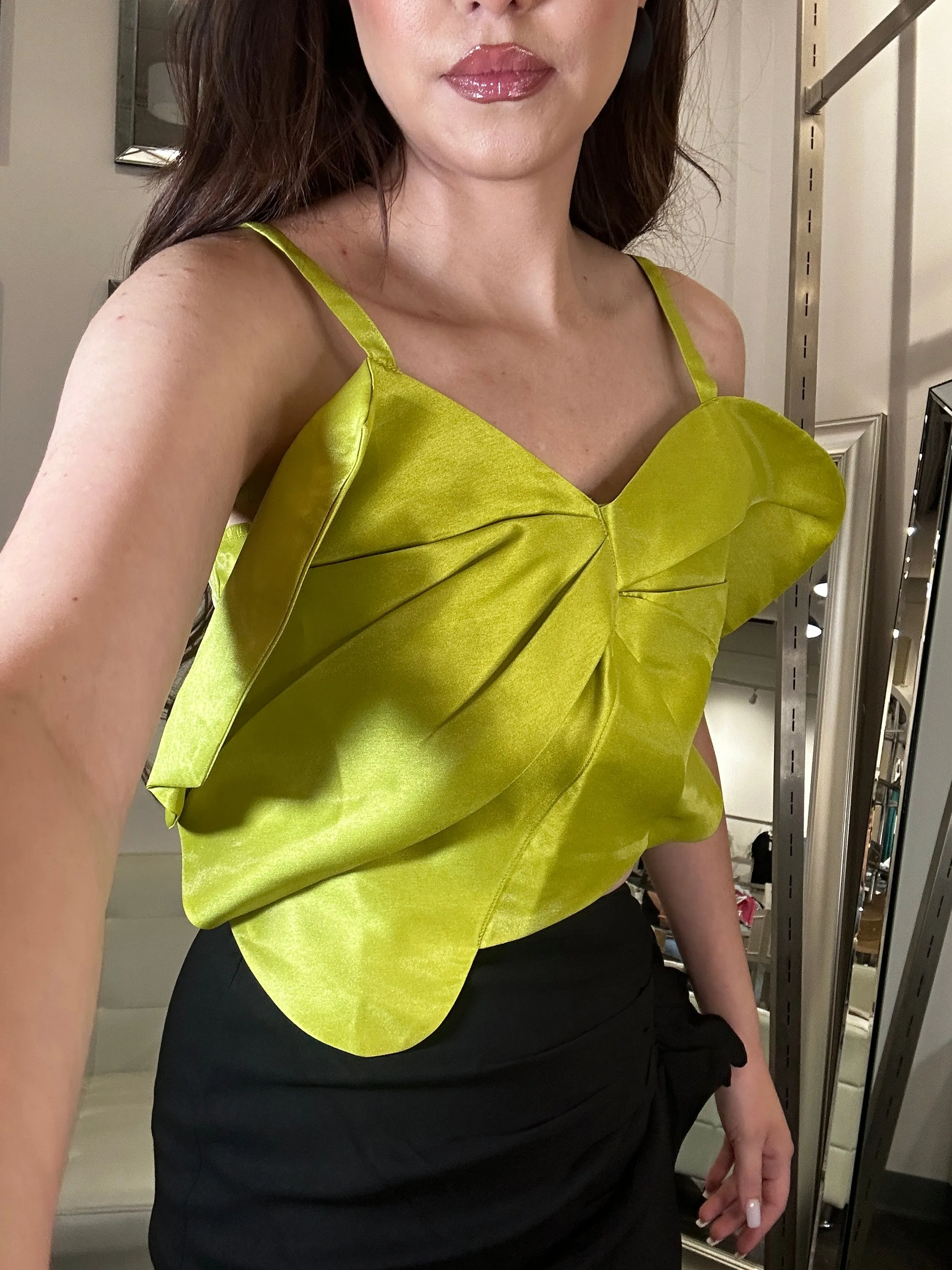 Aislee Pleaded Leaf Top- Citrus