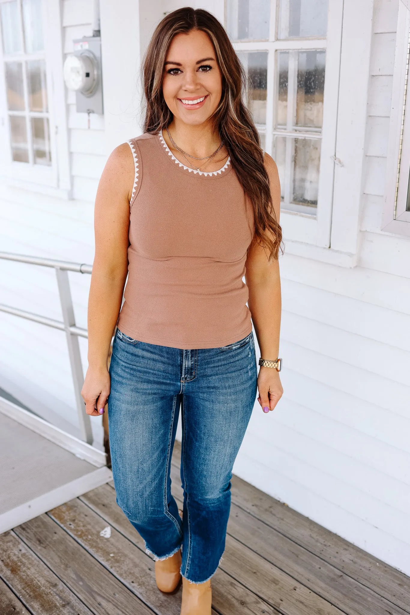 Astra Ribbed Tank - Caramel