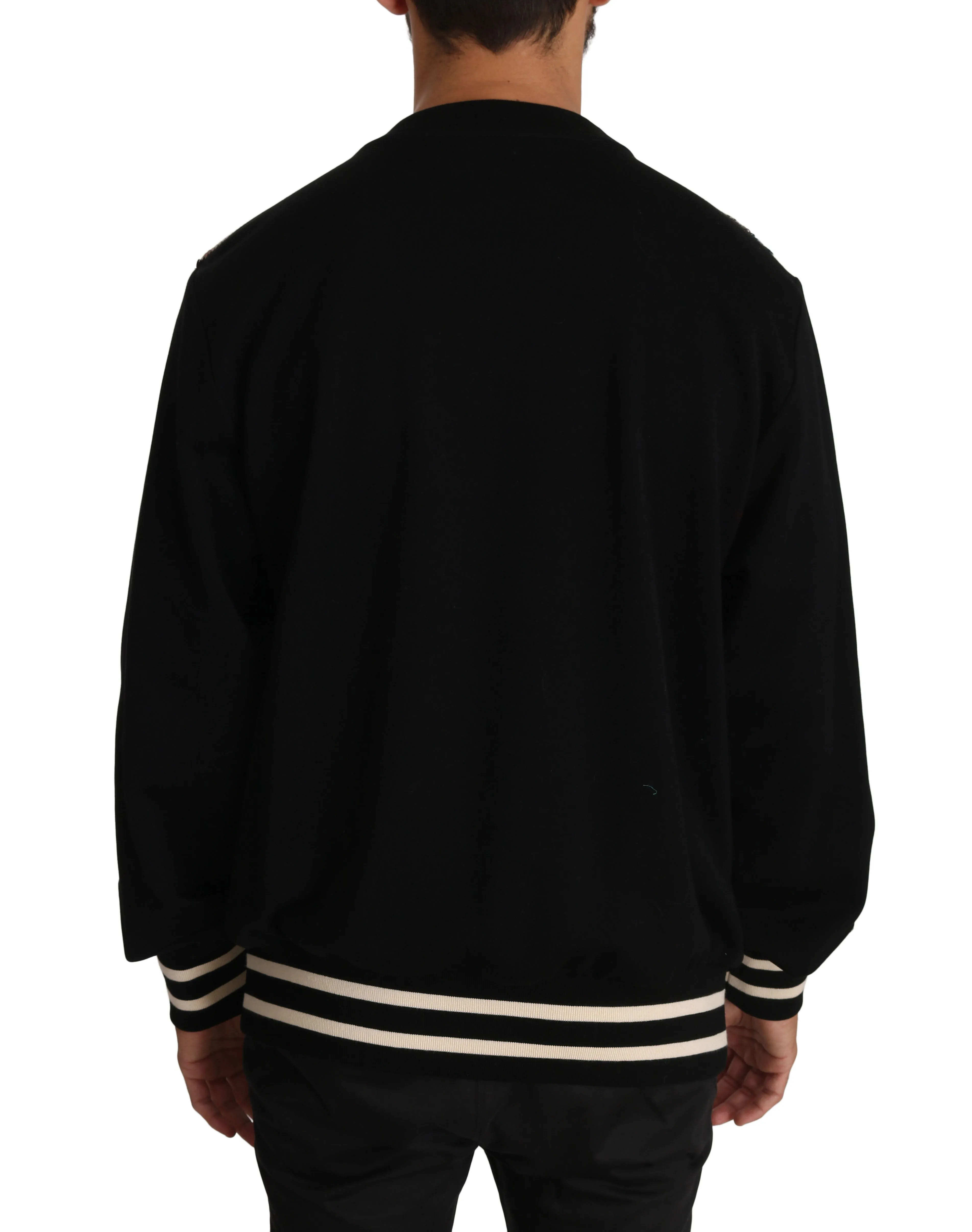 Black Blue Cotton Sequined Music Sweater