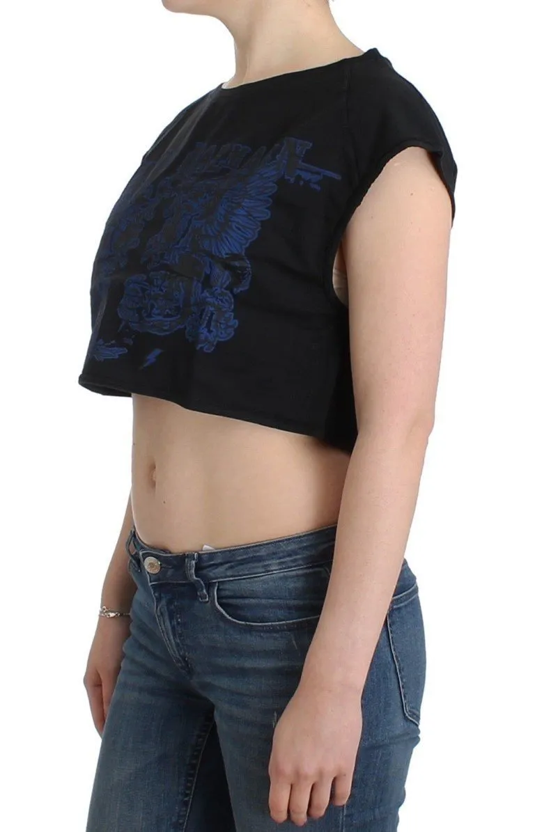Black branded crop top