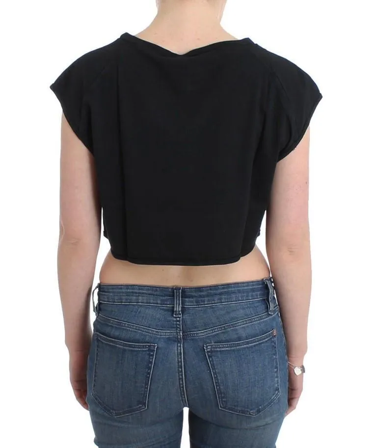 Black branded crop top