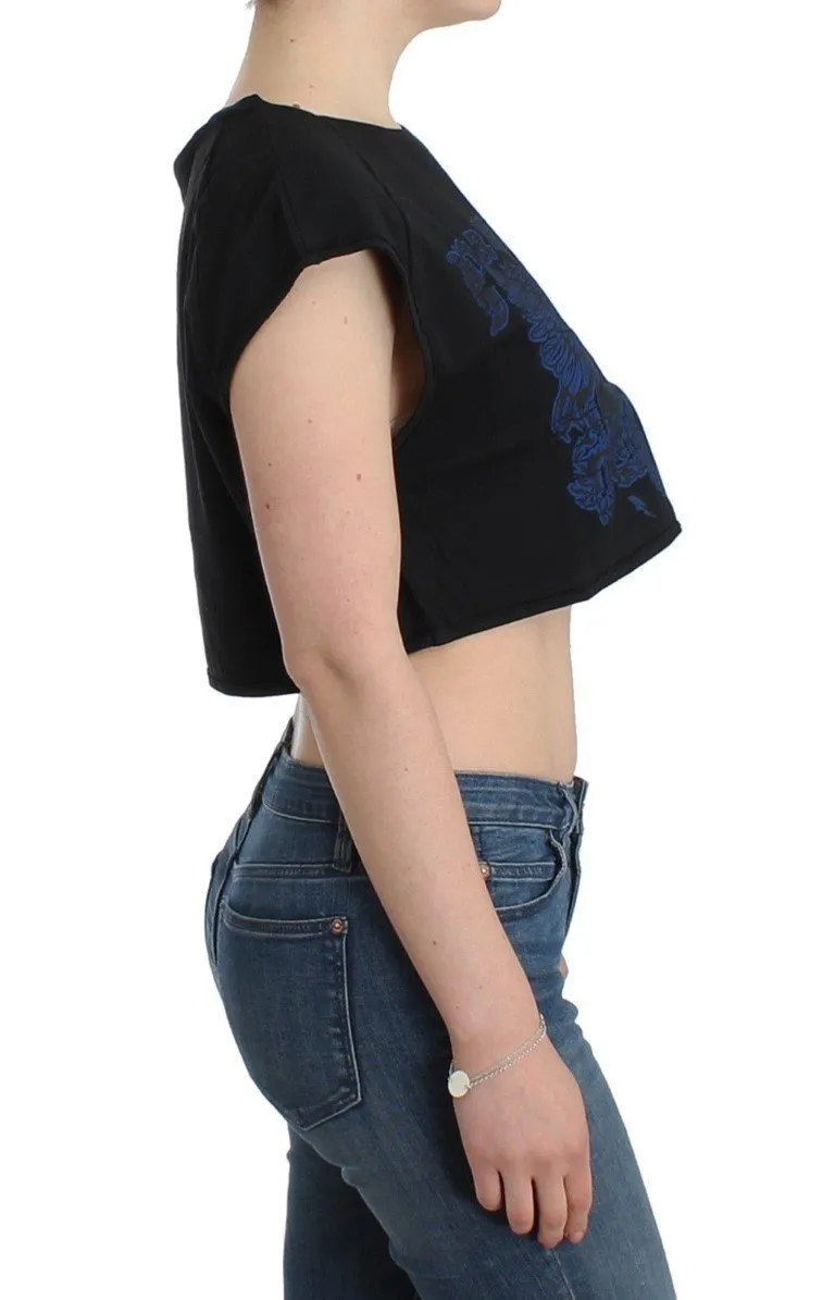 Black branded crop top