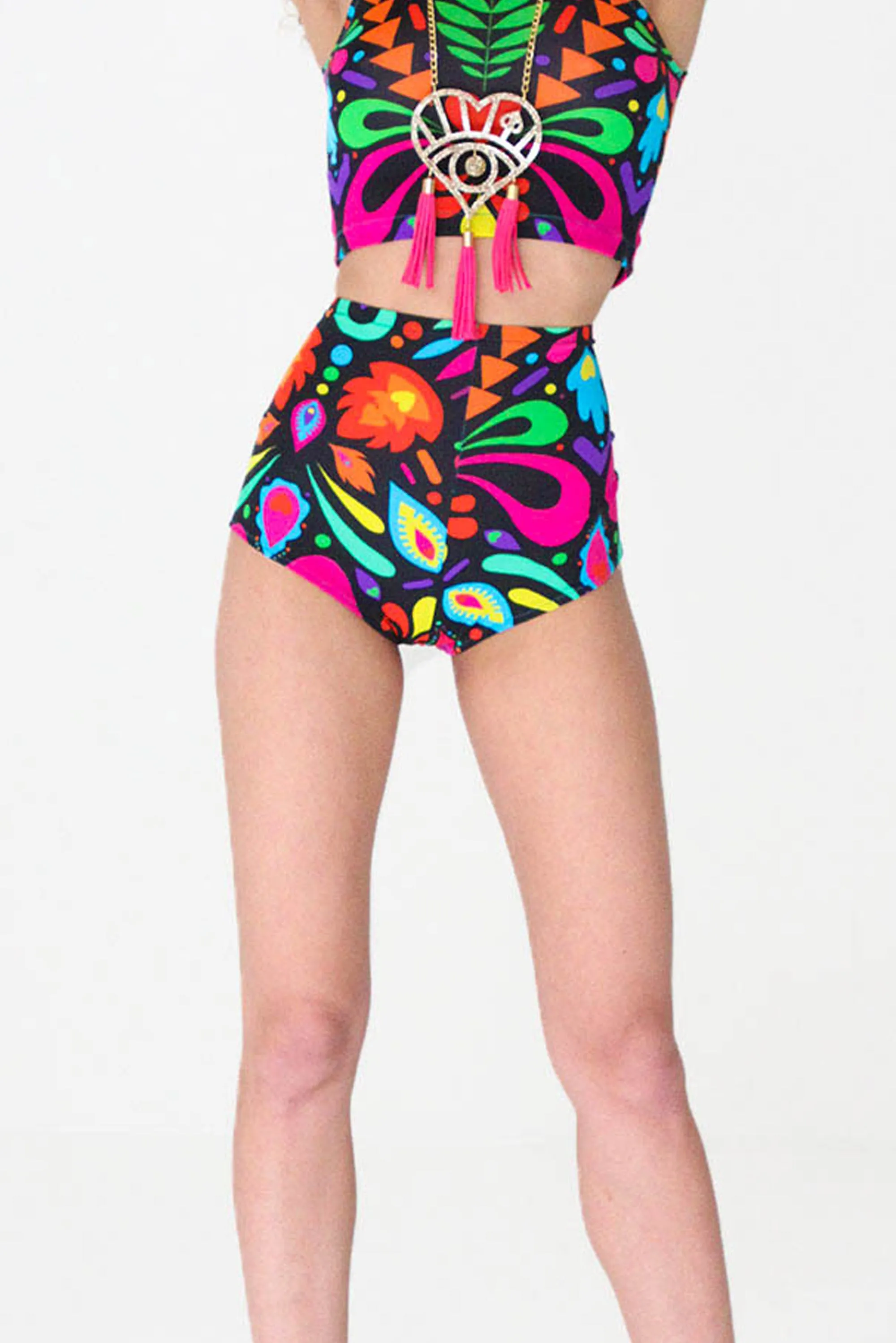 Black Rainbow Lycra Hot Pants with in Femina Magicae