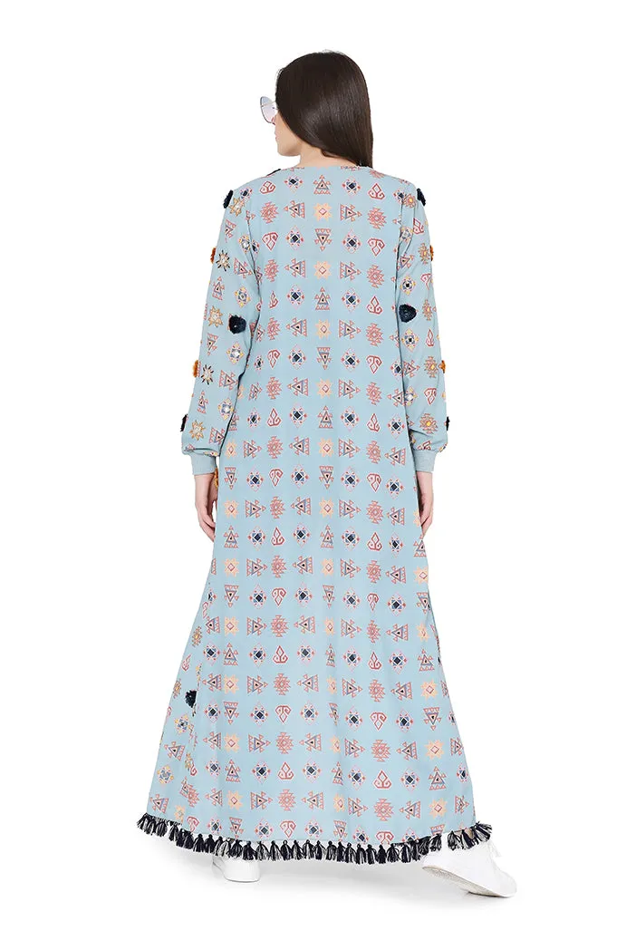 BLUE DUSTER JACKET WITH BUSTIER AND PANT