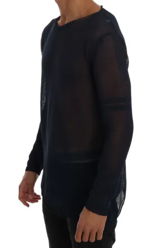 Blue Netted Pullover Sweater
