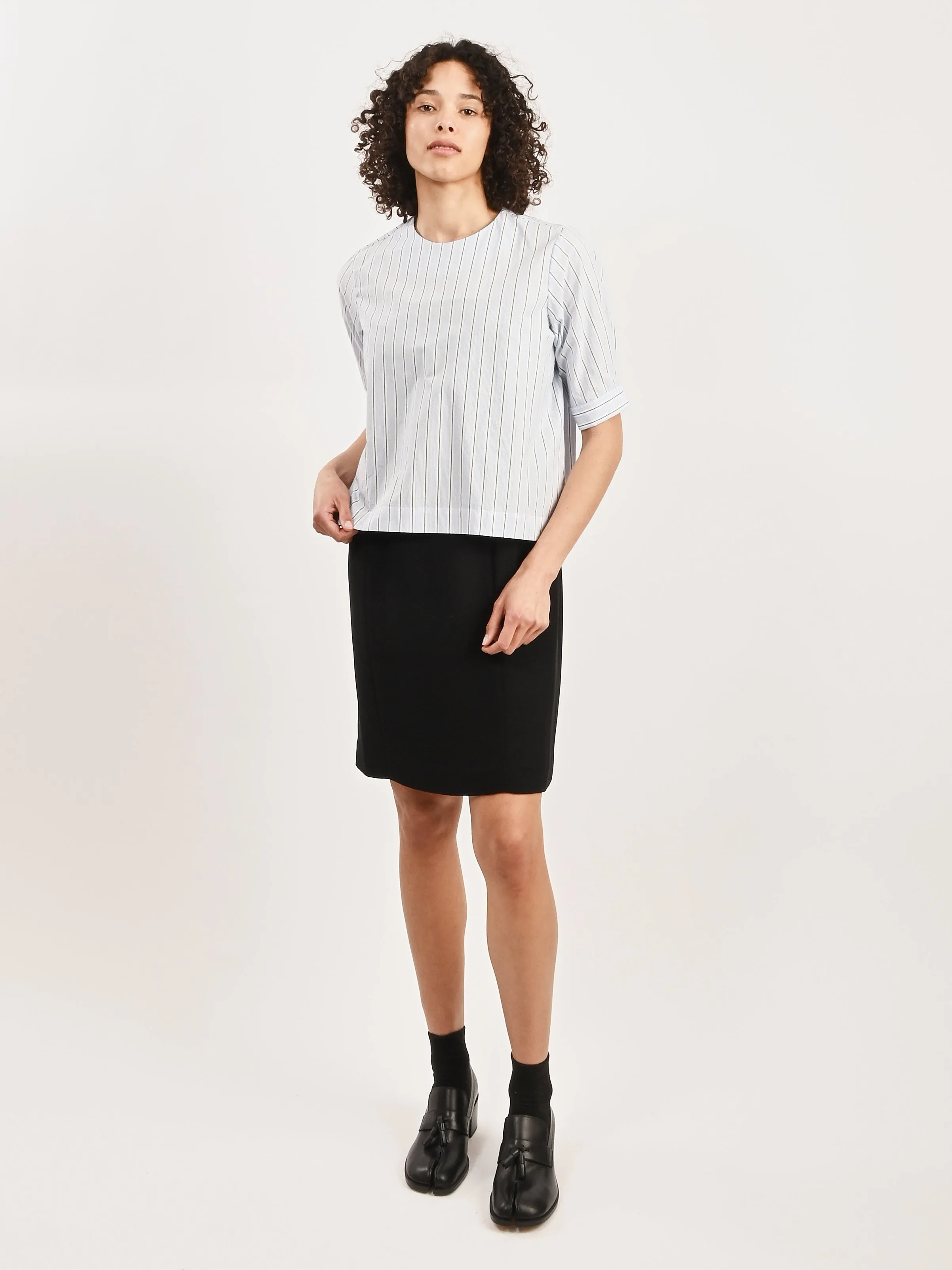 Blue/Black Stripe Jeanne Blouse