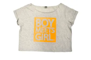 Boy Meets Girl® Glitter 'N' Grit Fluorescent Script Crop Tee