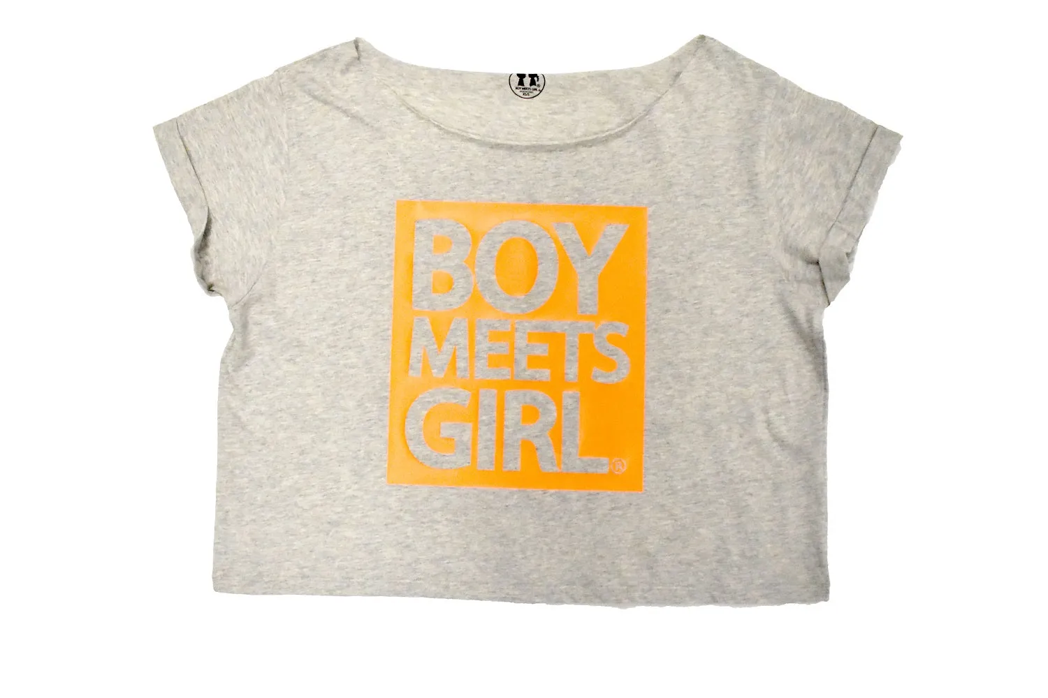 Boy Meets Girl® Glitter 'N' Grit Fluorescent Script Crop Tee