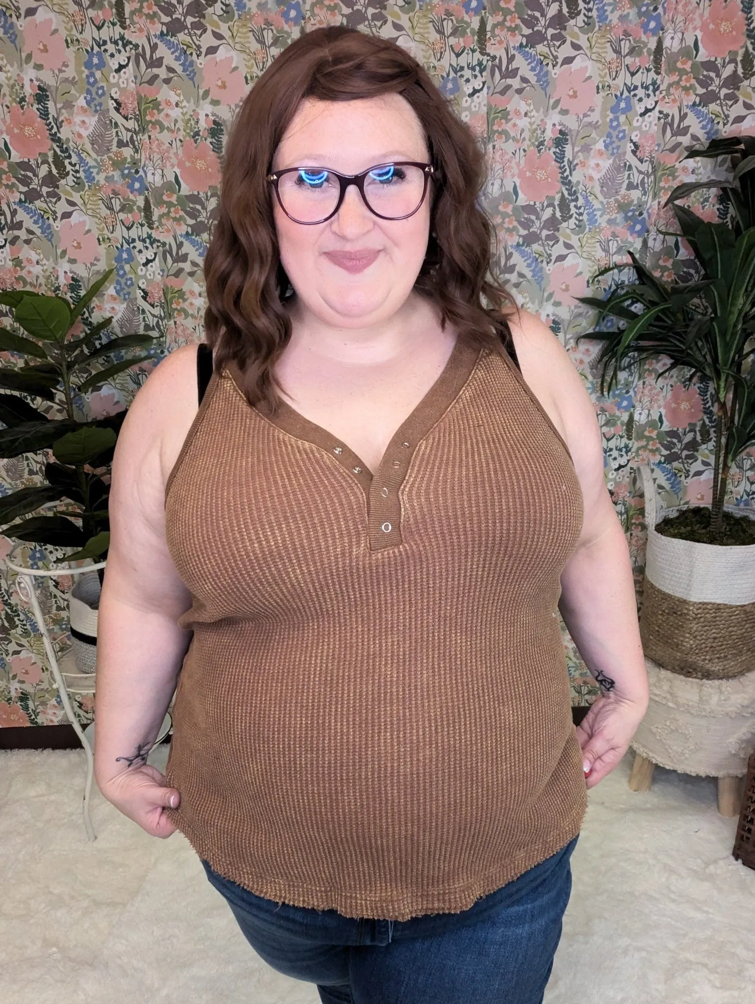 Bridget SnapFront Racerback Tank in Waffleknit (3 COLORS)