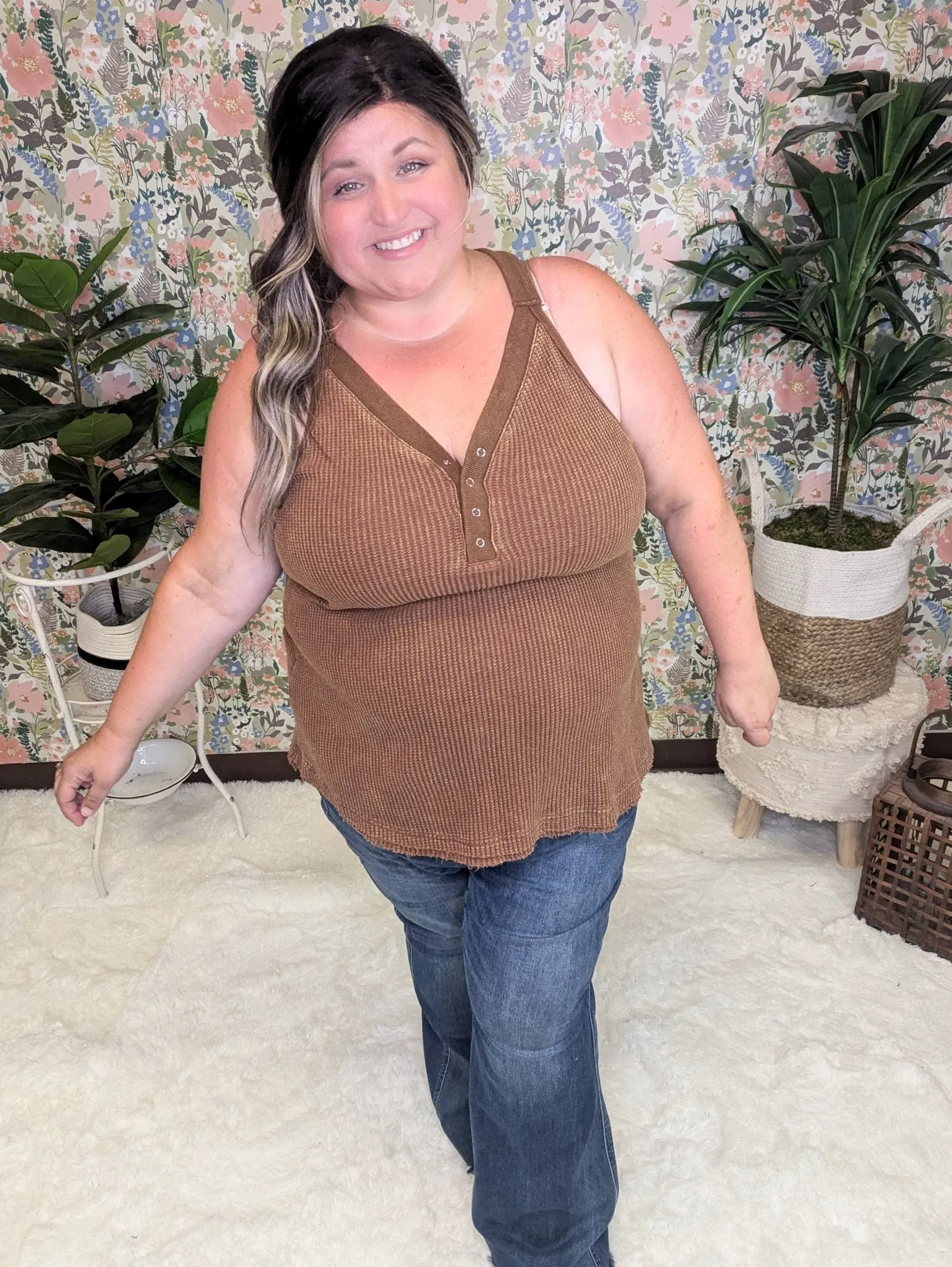 Bridget SnapFront Racerback Tank in Waffleknit (3 COLORS)