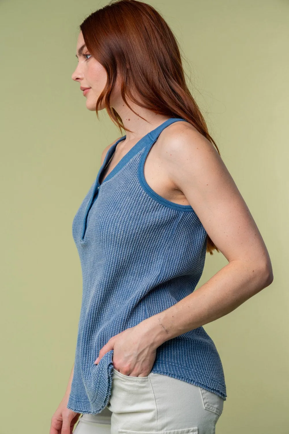 Bridget SnapFront Racerback Tank in Waffleknit (3 COLORS)