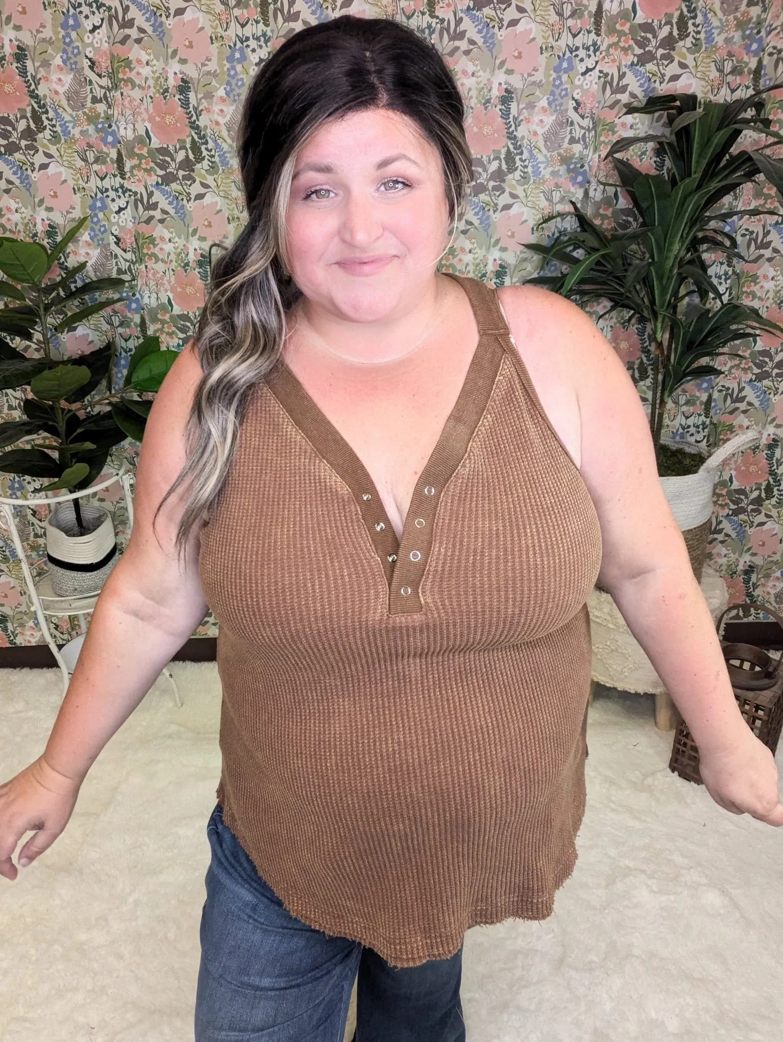 Bridget SnapFront Racerback Tank in Waffleknit (3 COLORS)