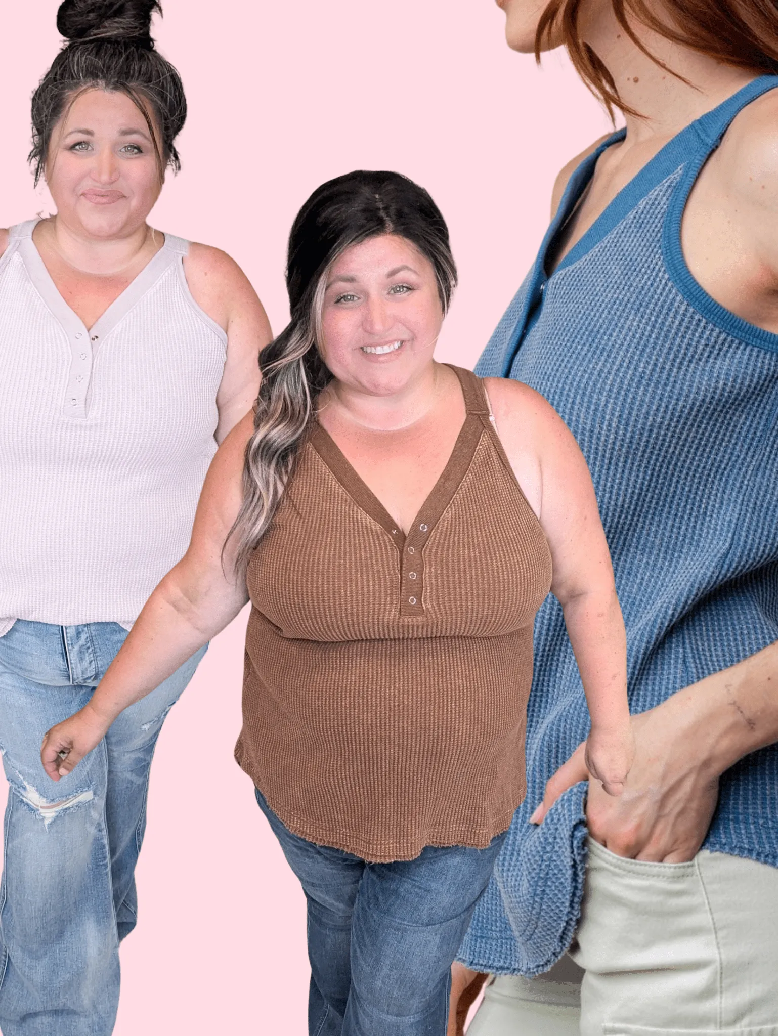 Bridget SnapFront Racerback Tank in Waffleknit (3 COLORS)
