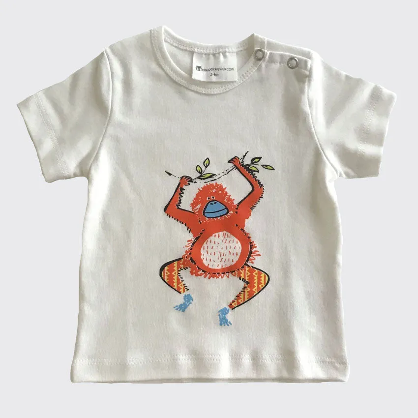 Buy Organic Baby Clothes 3 Piece Set | Monkey Print | Romper - CocoBabyBox
