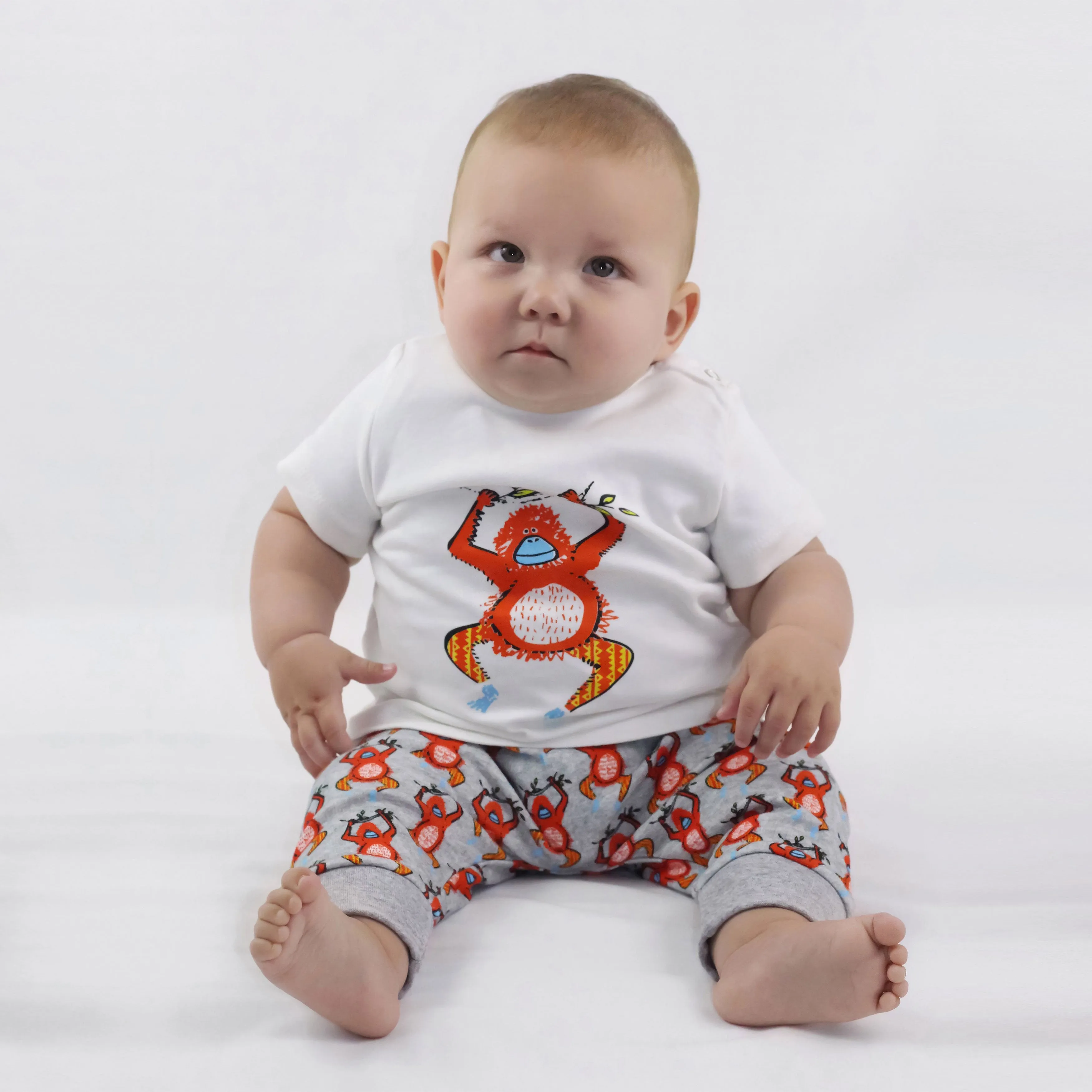 Buy Organic Baby Clothes 3 Piece Set | Monkey Print | Romper - CocoBabyBox
