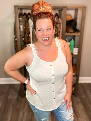 Chasing After You Lace Tank- Oatmeal