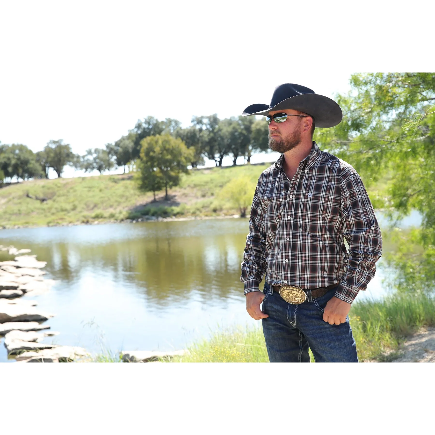 Cinch Men's Brown Plaid Western Shirt