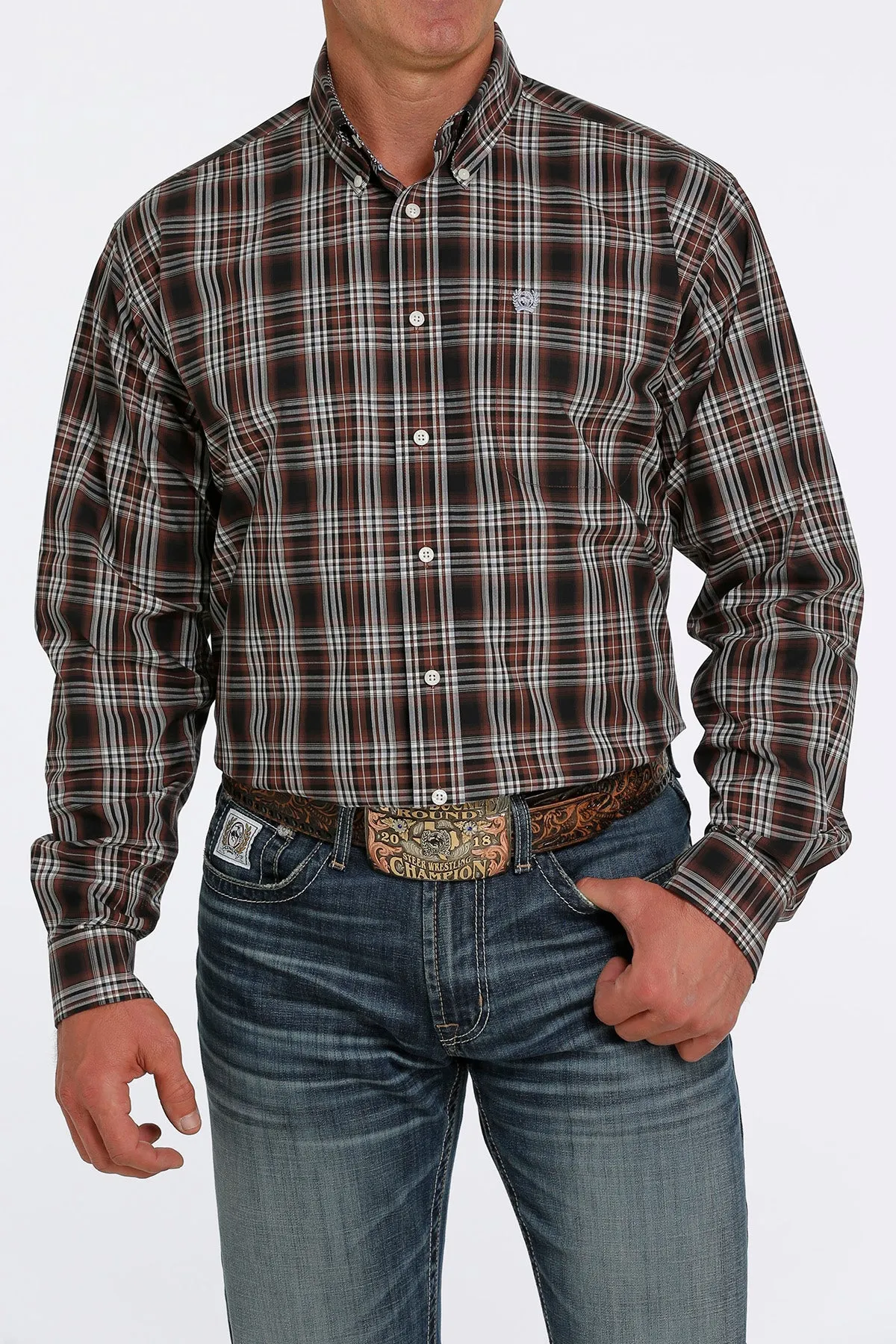 Cinch Men's Brown Plaid Western Shirt