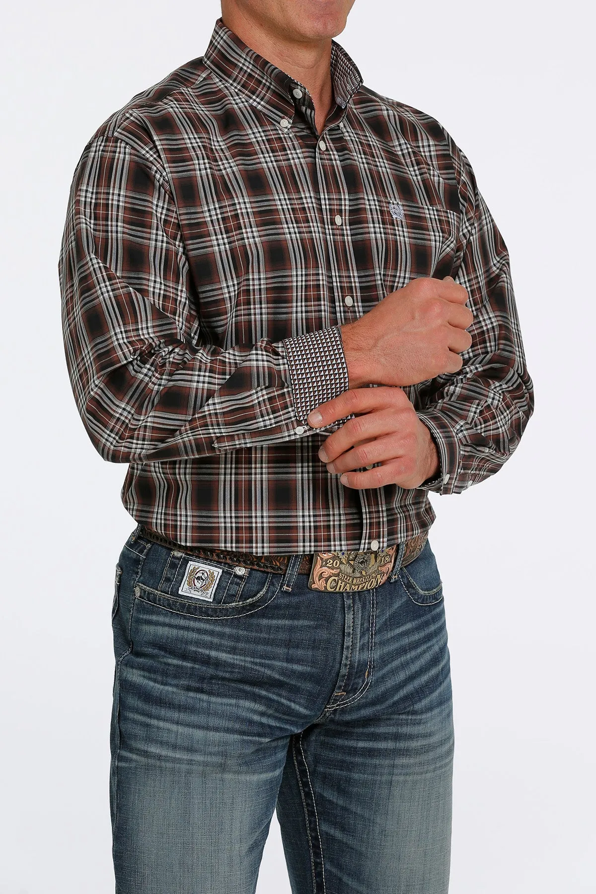 Cinch Men's Brown Plaid Western Shirt