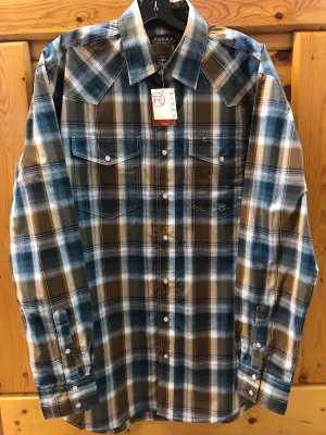 CL03-001-0778-7021-LT-Brn/Blue Roper Shirt L/S Chocolate Plaid - Snaps