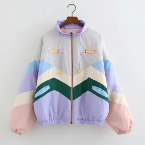 Color matching embroidery thin cotton jacket UB2059