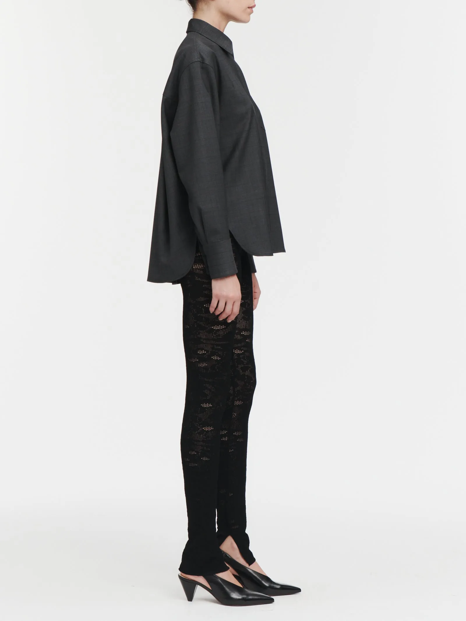 Covered Placket Shirt in Charcoal Glen Plaid