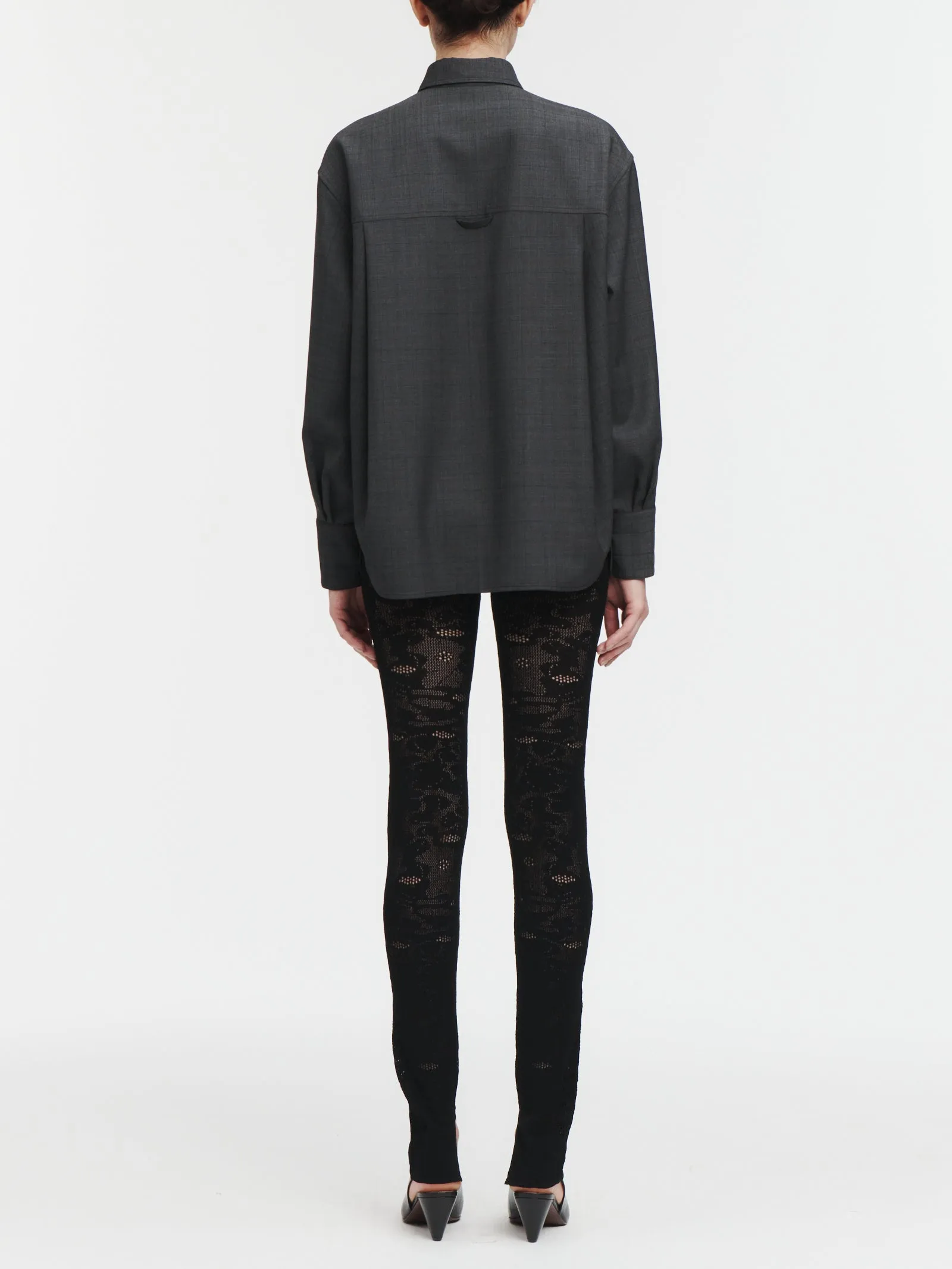 Covered Placket Shirt in Charcoal Glen Plaid