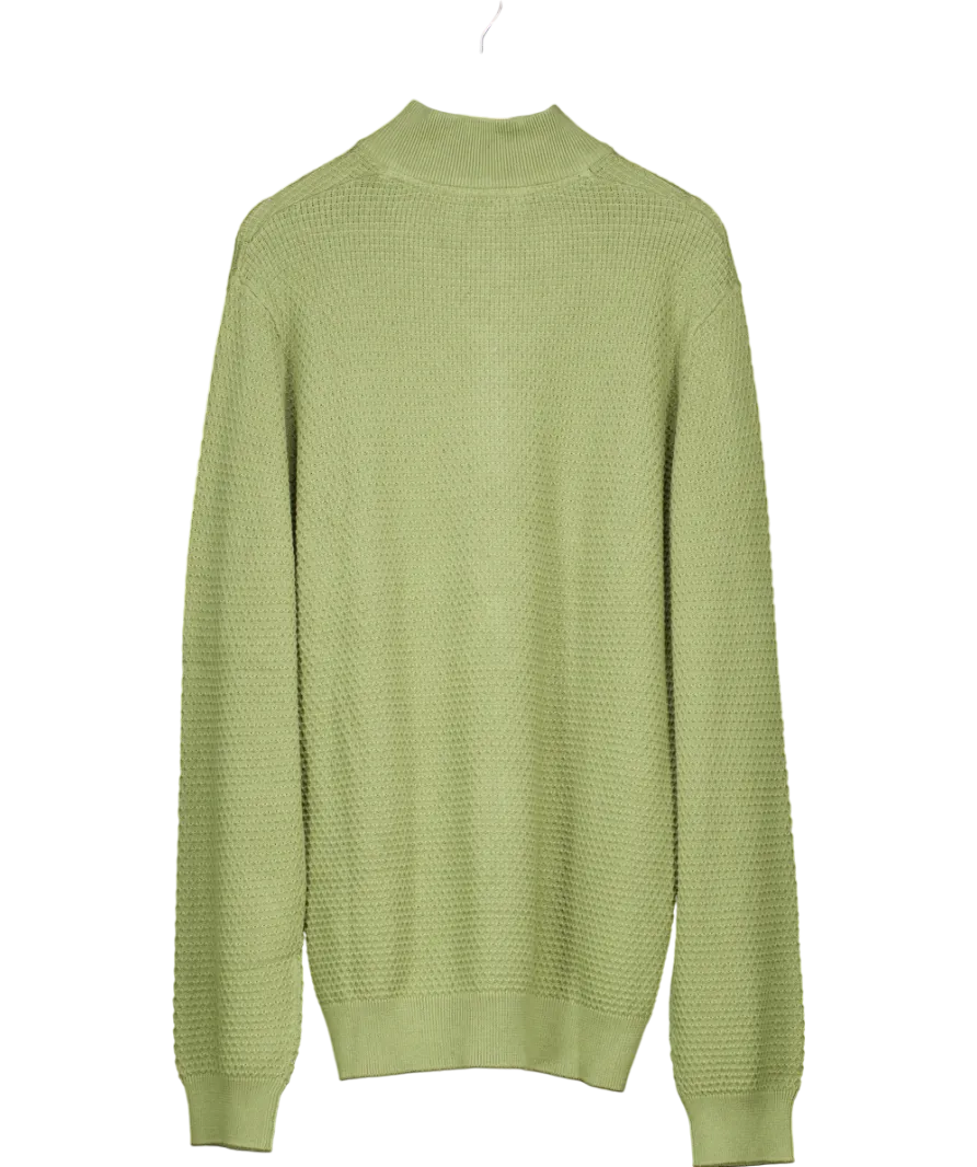 Crew Clothing Green Organic Cotton Half Zip Logo Jumper UK M