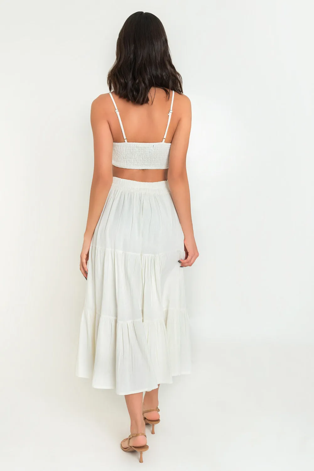 Crop top plisado de tirantes