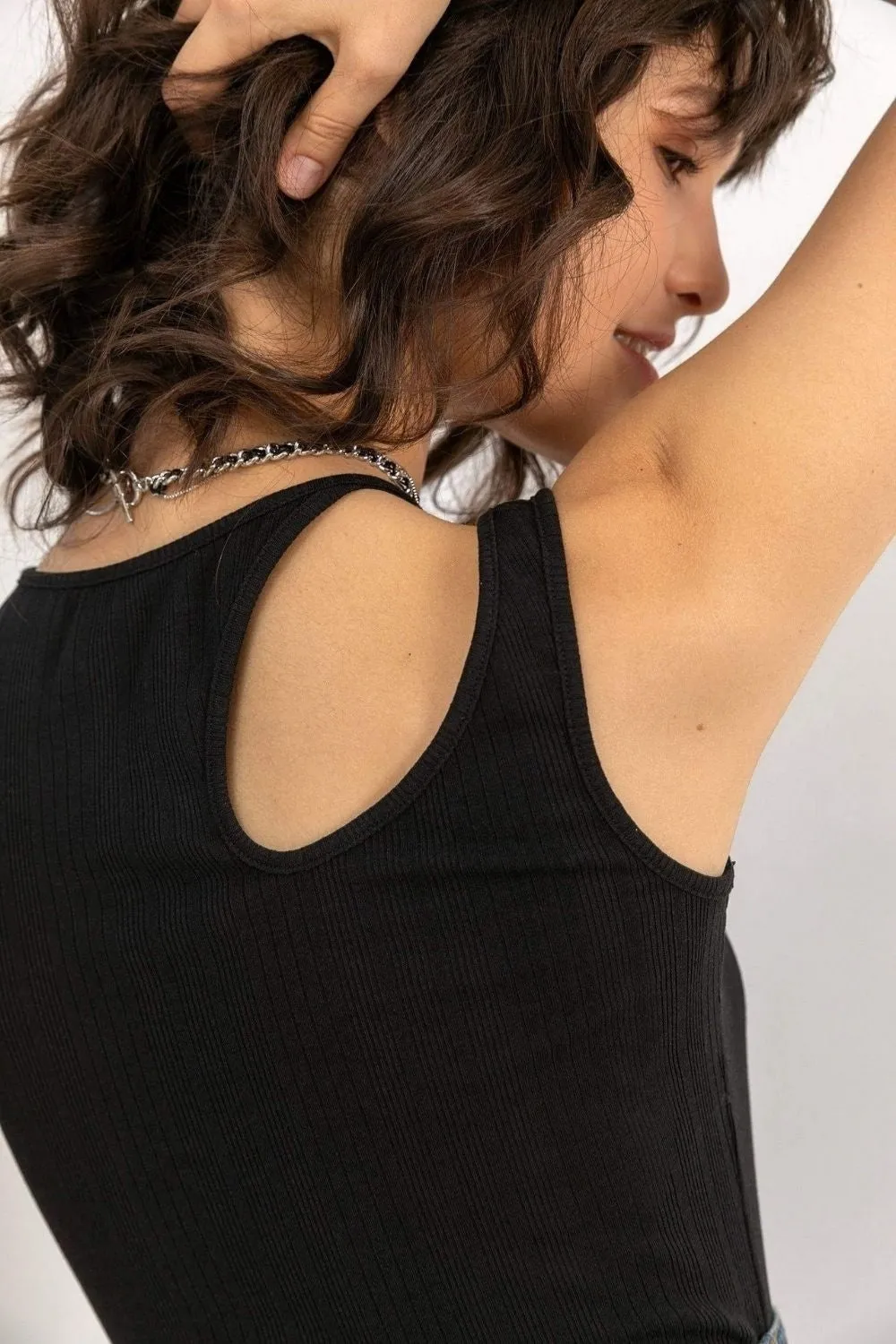 Cut Detail At Shoulder Crop Top