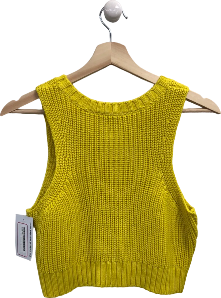DKNY Yellow Knitted Tank Top UK M