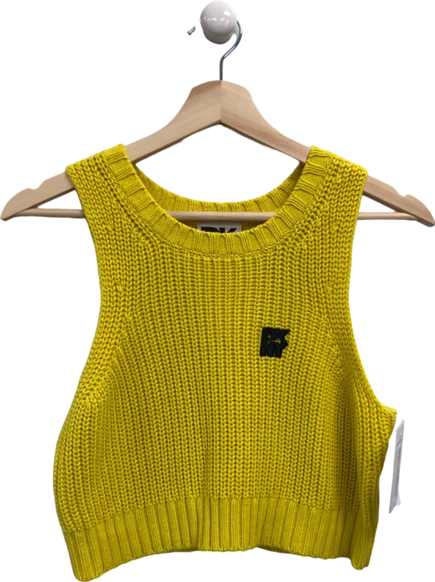 DKNY Yellow Knitted Tank Top UK M