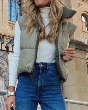Double Side High Collar Camis Tank Tops Jacket Outerwear