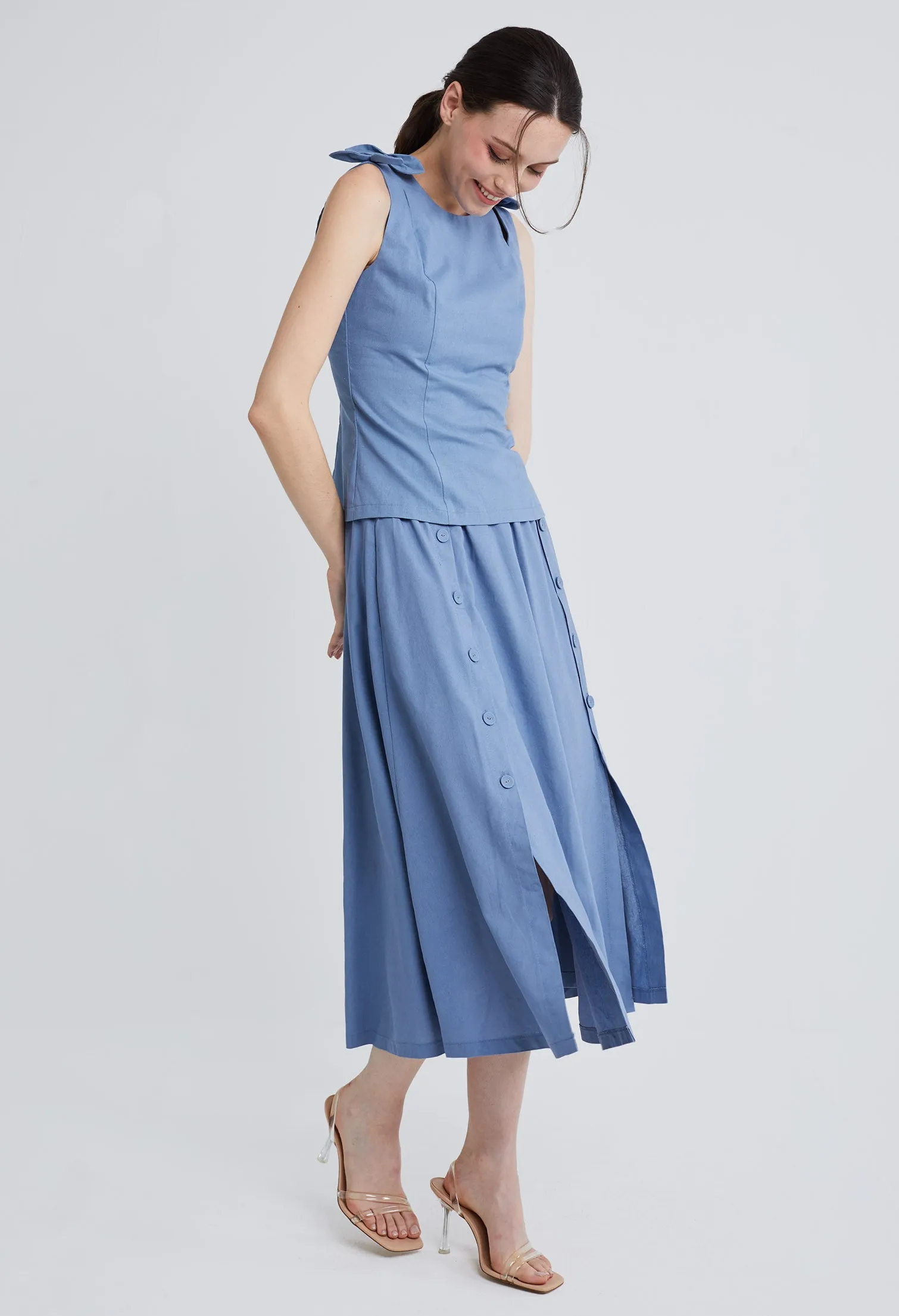 Dual Strap Linen Bow-tie Tank Top