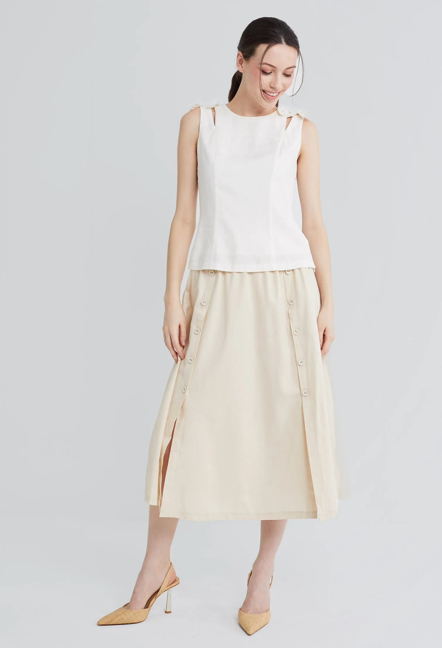 Dual Strap Linen Bow-tie Tank Top