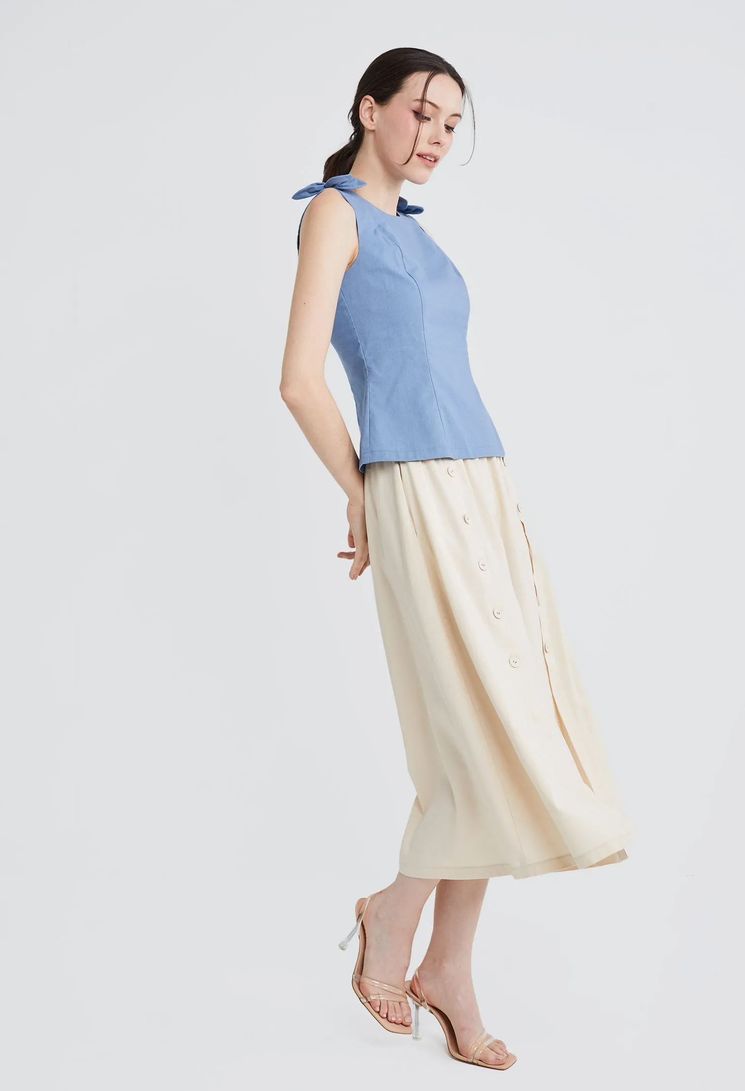 Dual Strap Linen Bow-tie Tank Top