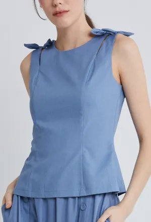Dual Strap Linen Bow-tie Tank Top