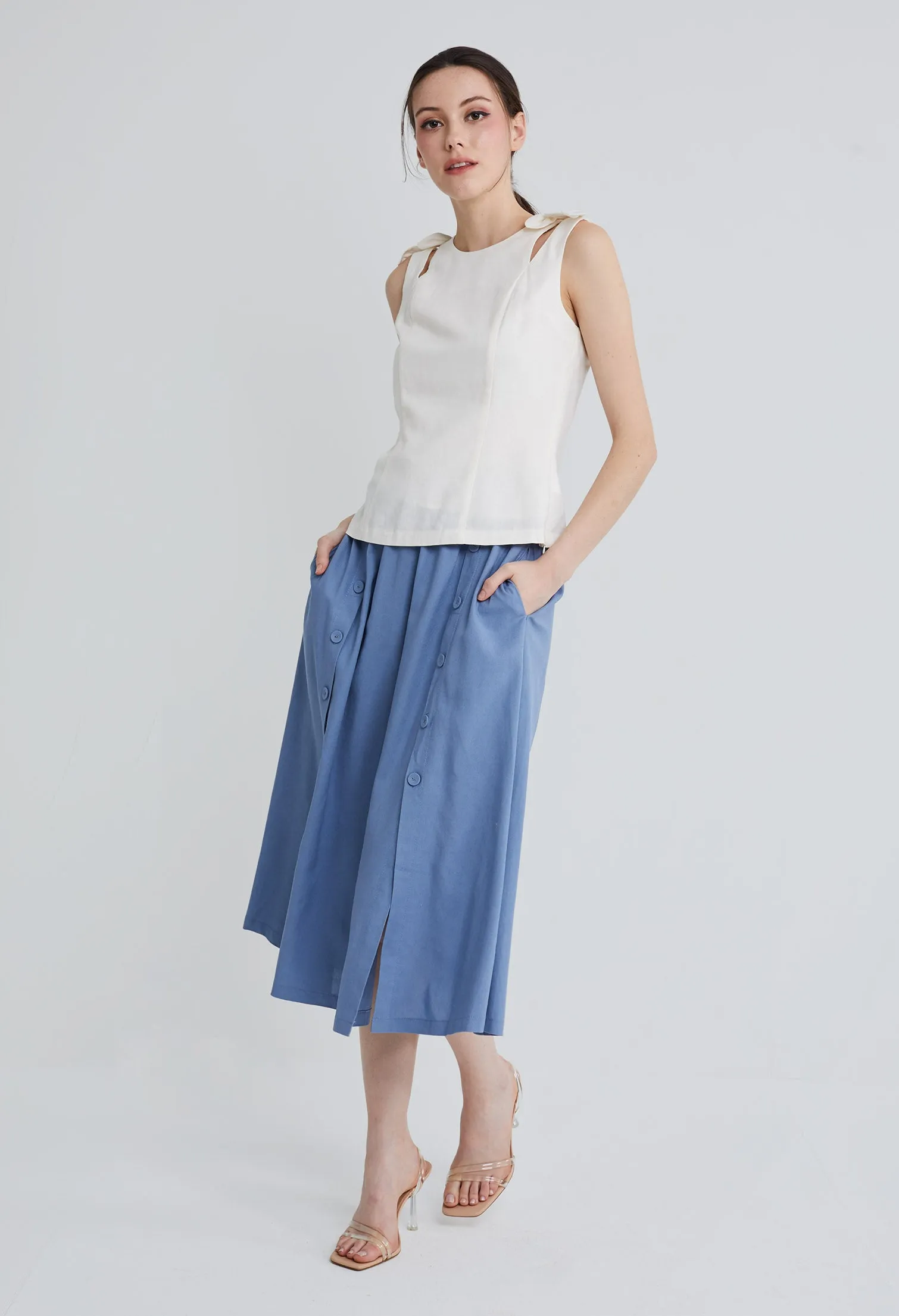 Dual Strap Linen Bow-tie Tank Top