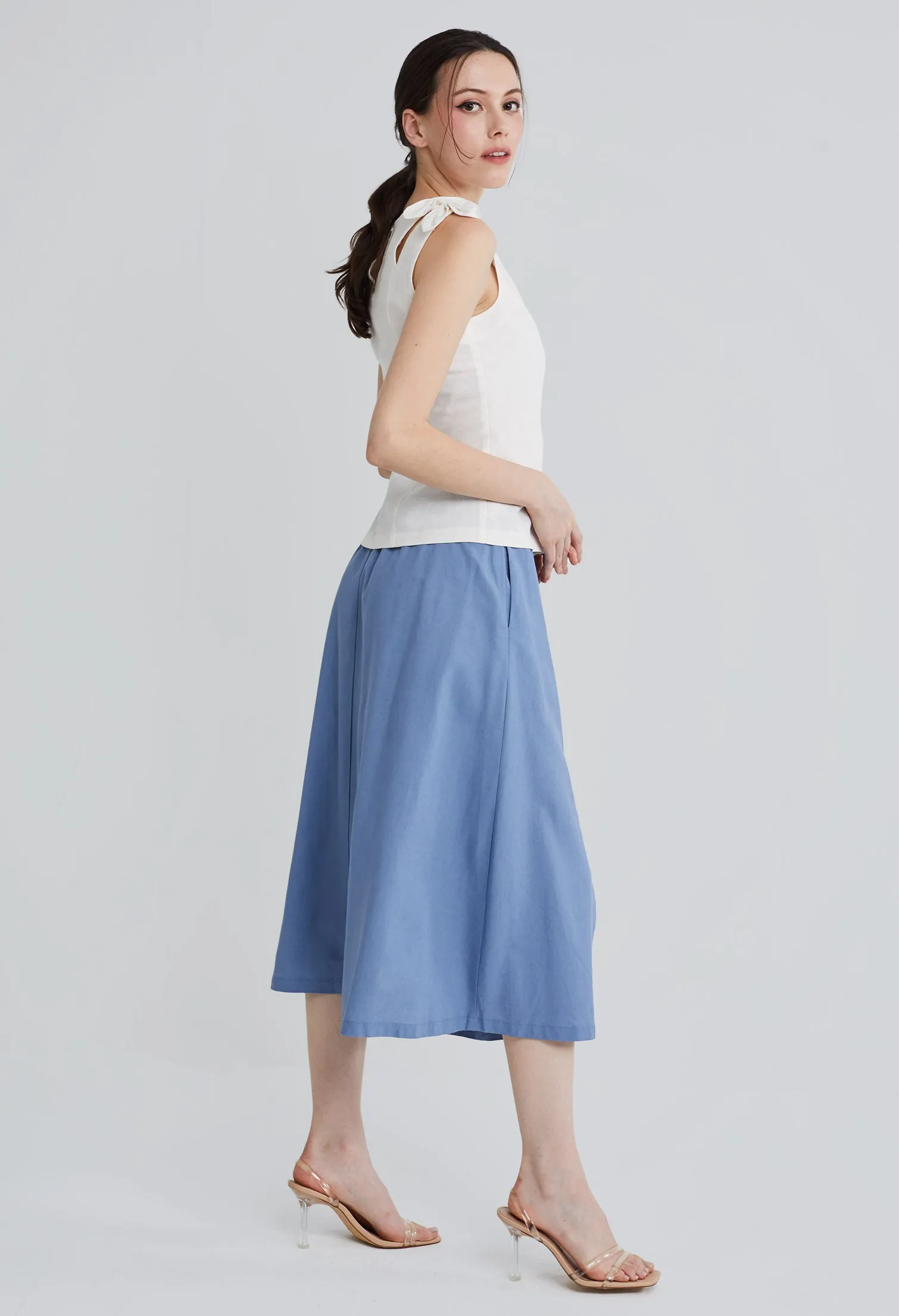Dual Strap Linen Bow-tie Tank Top