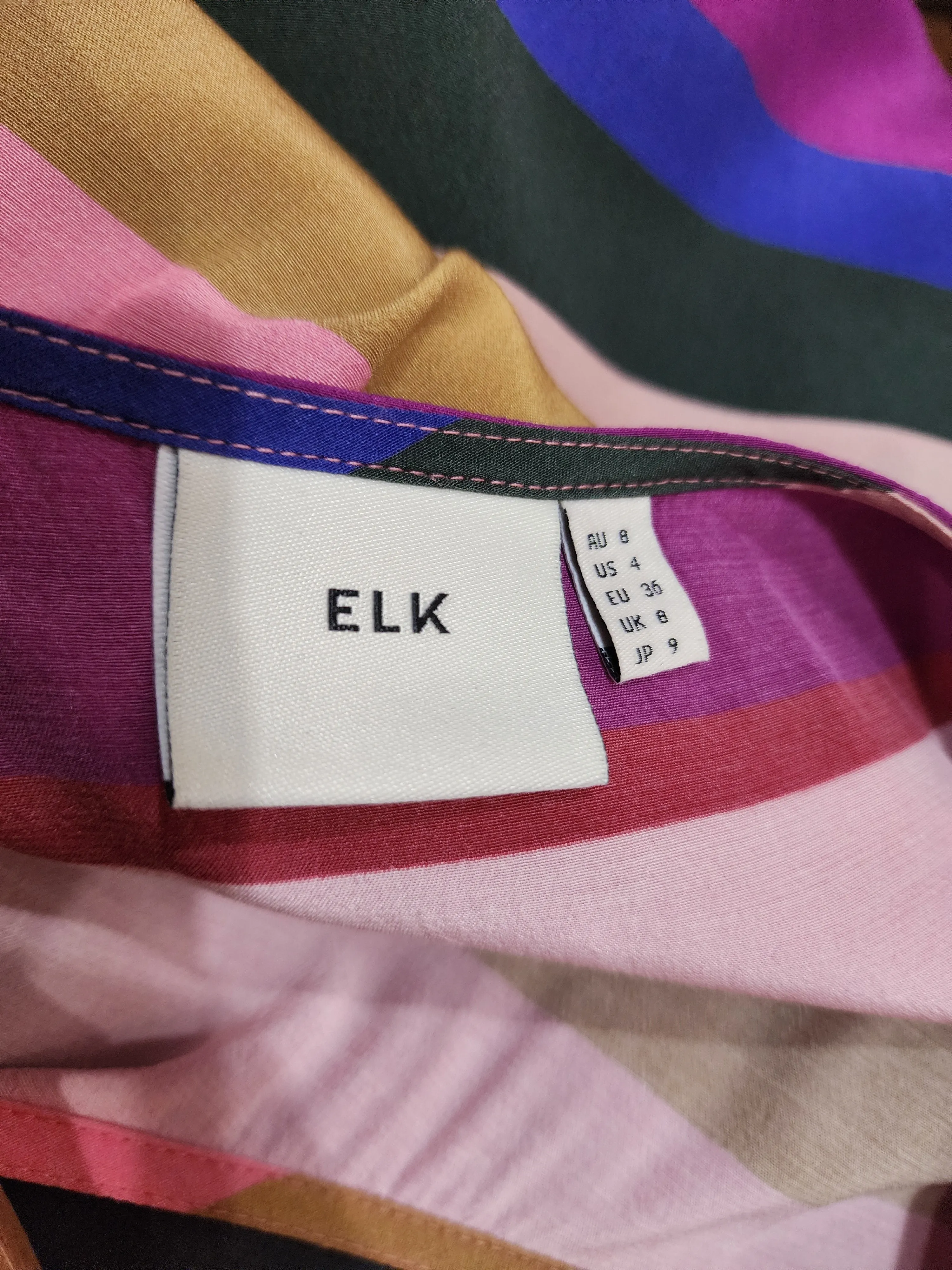 Elk colourful striped top size 8