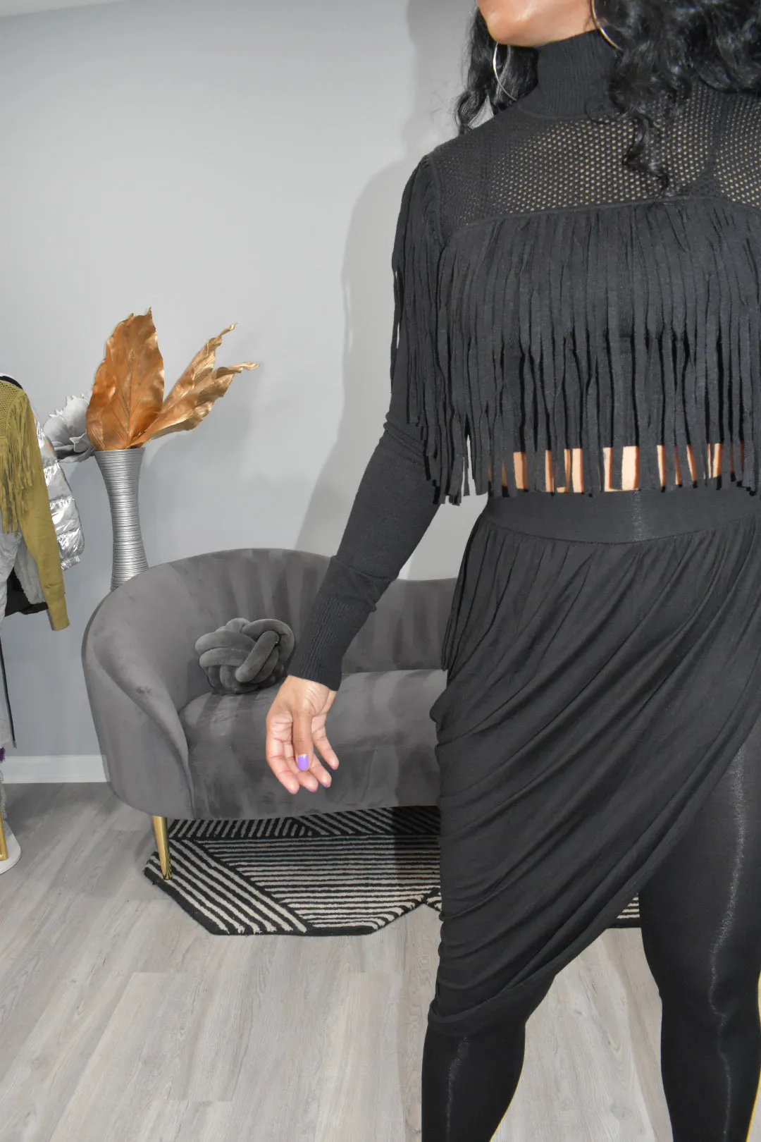 Envy Tassel Crop (Black)
