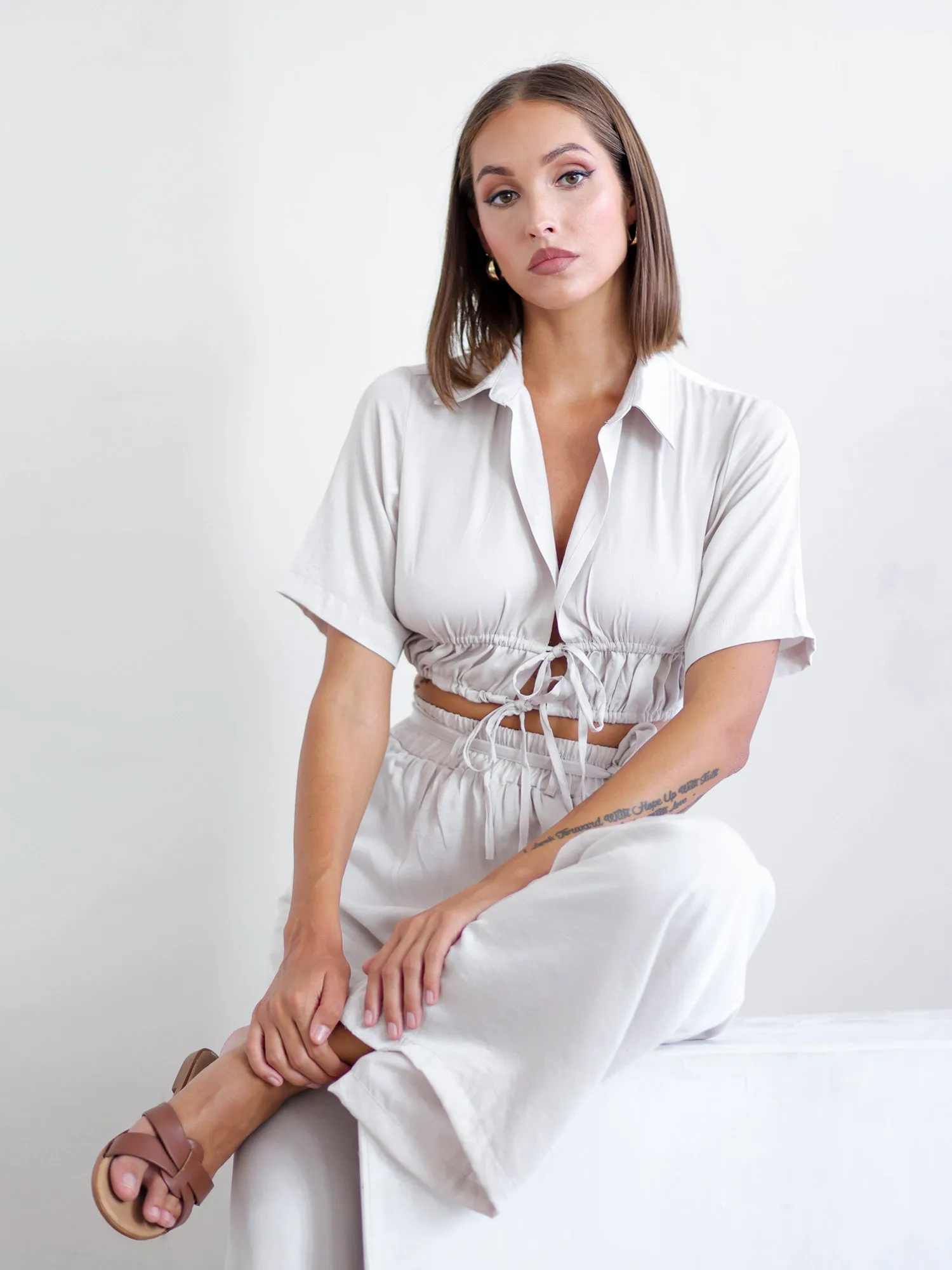 Front Tie Up Crop Top