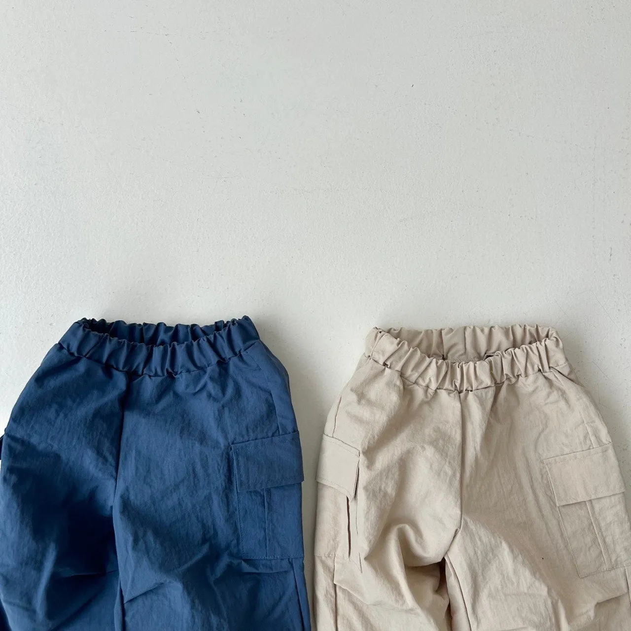 Girls & Boys Parachute Cargo Pants - Beige