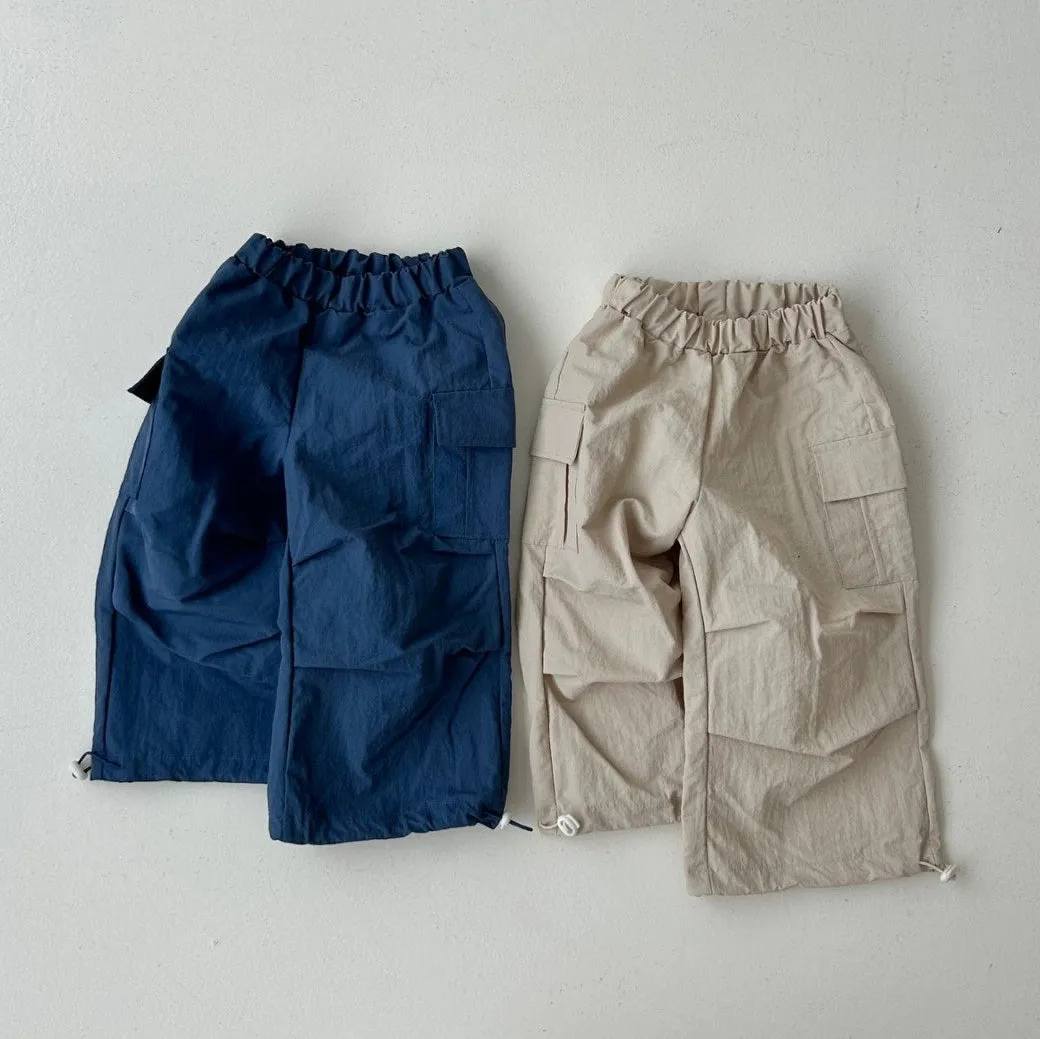Girls & Boys Parachute Cargo Pants - Beige