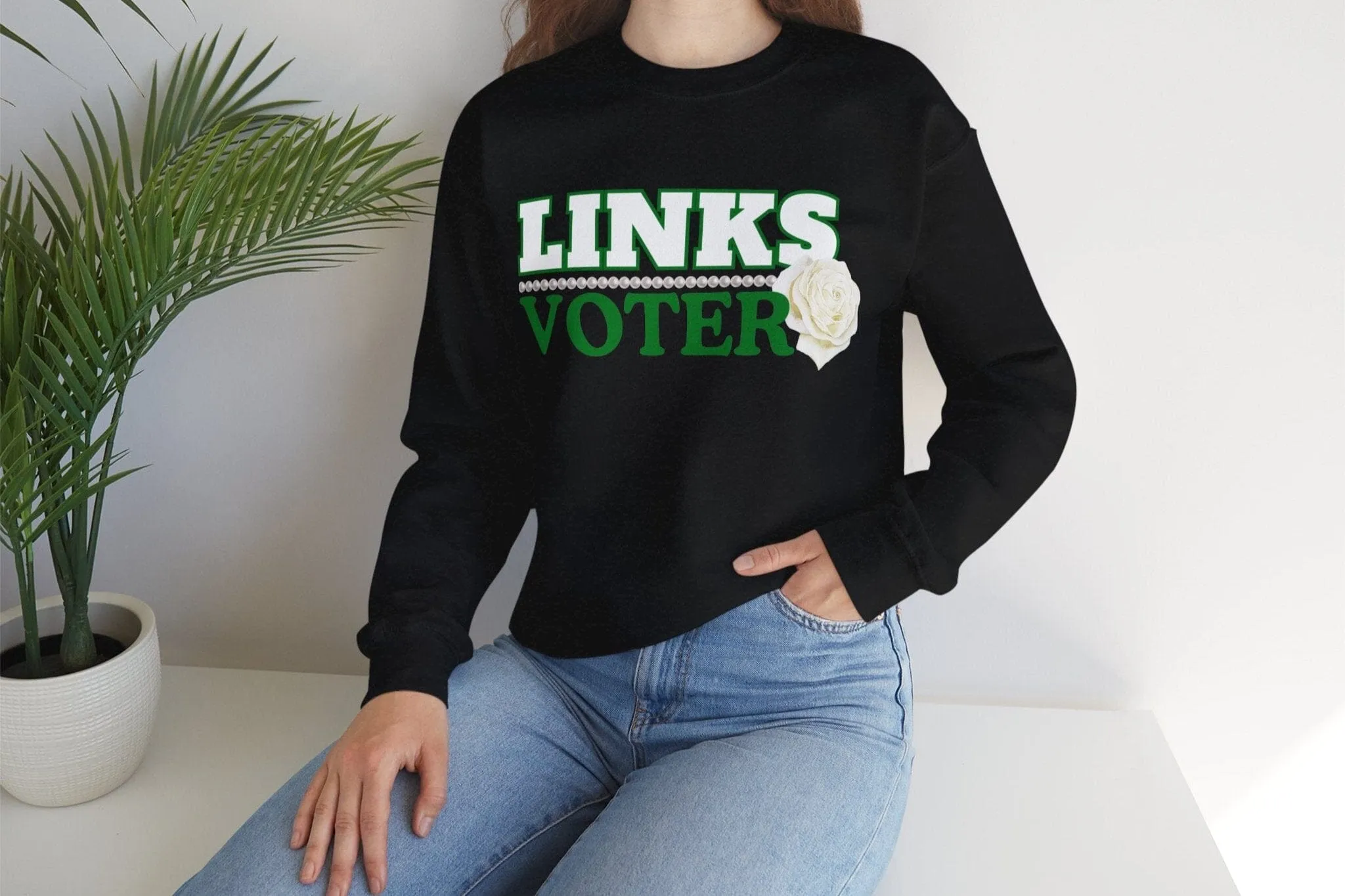 Green and White Links Voter Crewneck Sweatshirt