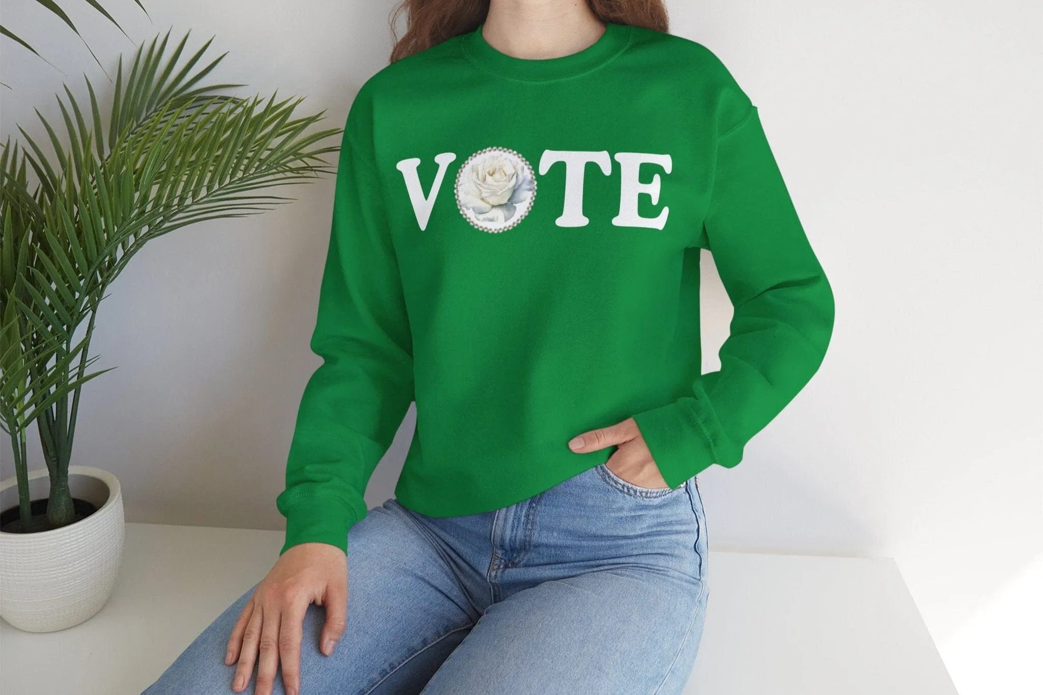 Green and White The Links Vote Crewneck Sweatshirt