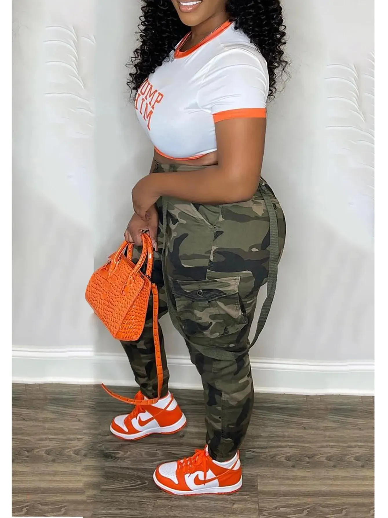 Green Camouflage Kpop Pants for Women
