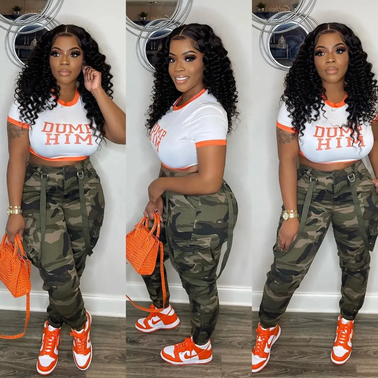 Green Camouflage Kpop Pants for Women