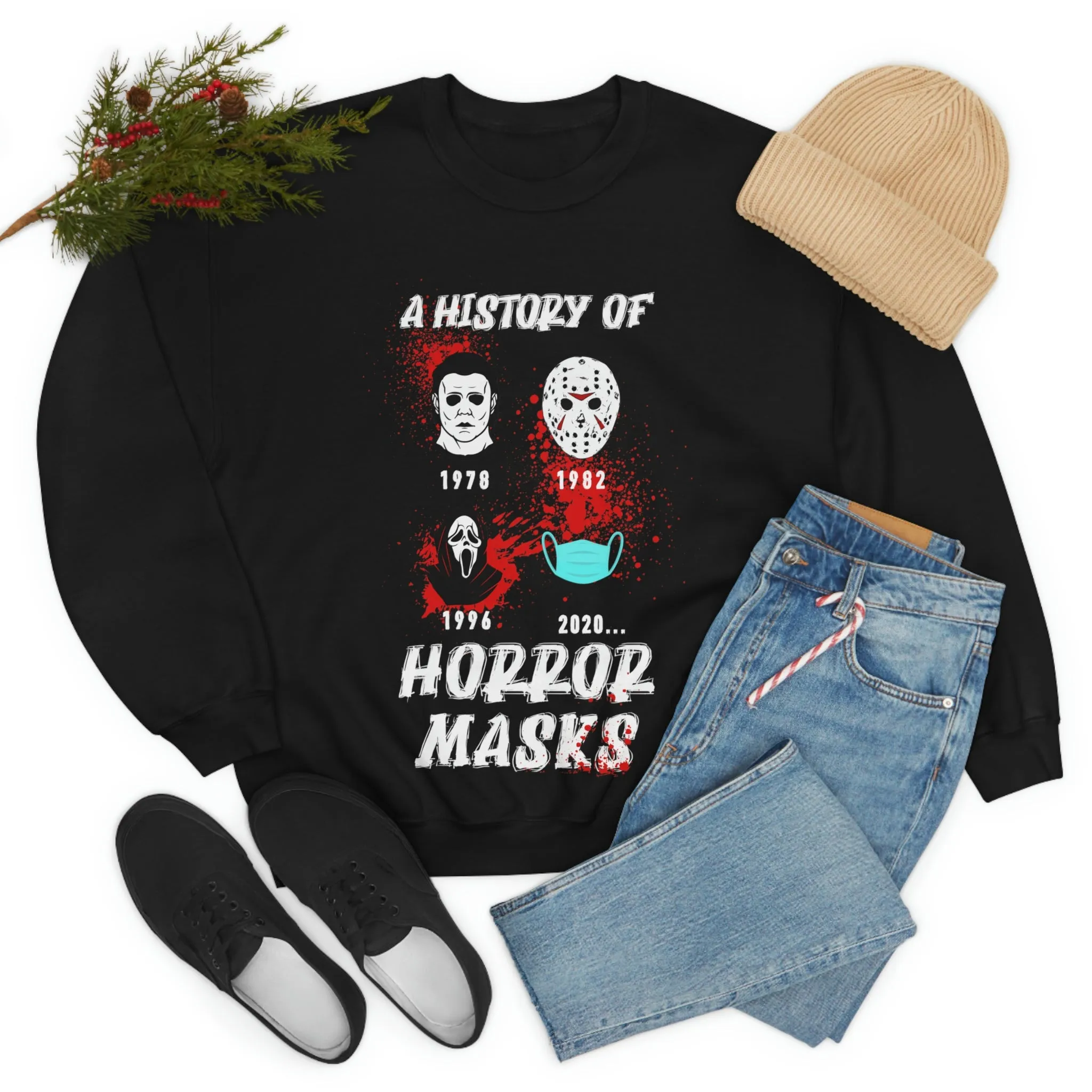 History of Horror Masks Crewneck Sweatshirt