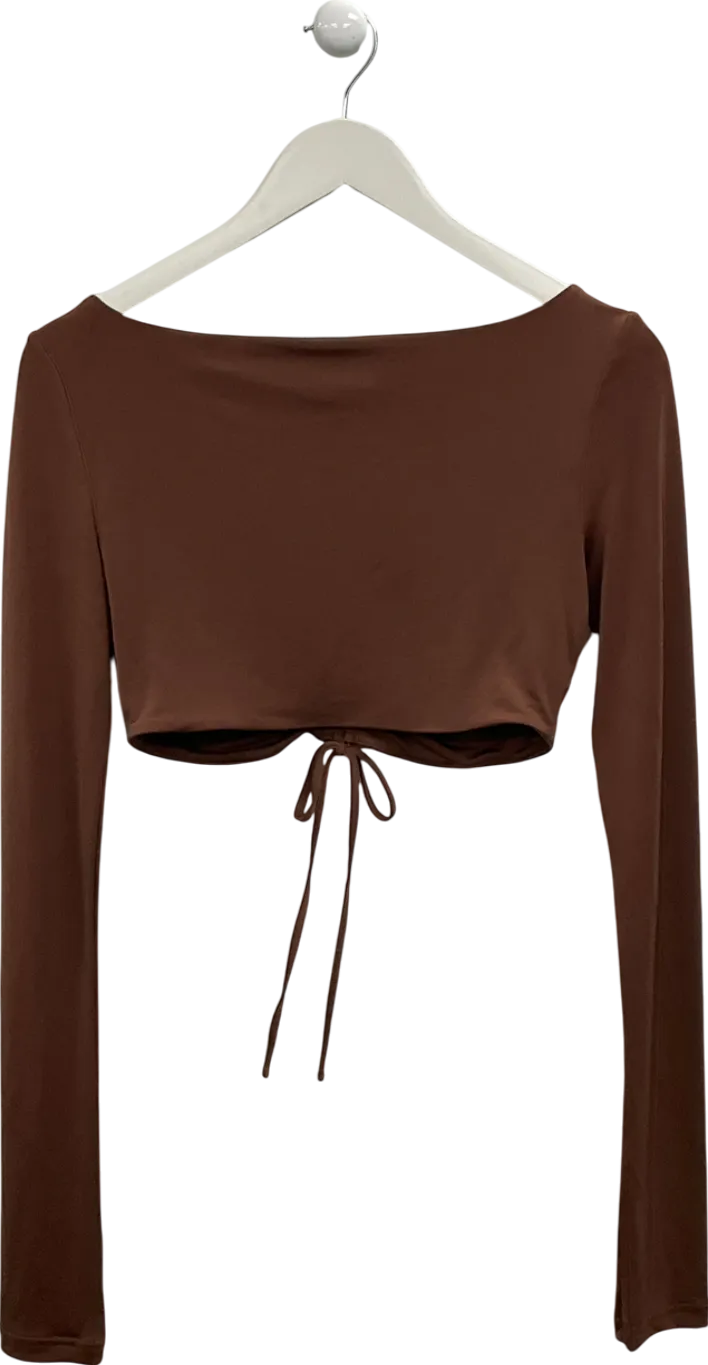 House of CB Brown Ruched Front Crop Top UK S